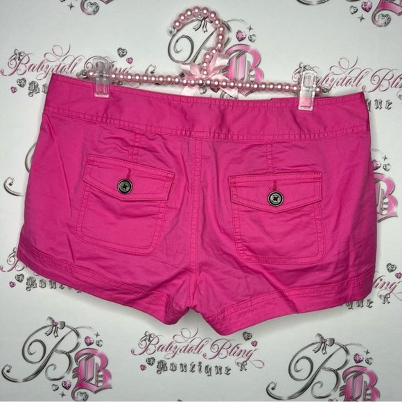 Express shorts cargo button up bright pink pockets on the back cute y2k 2000s - Picture 5 of 6
